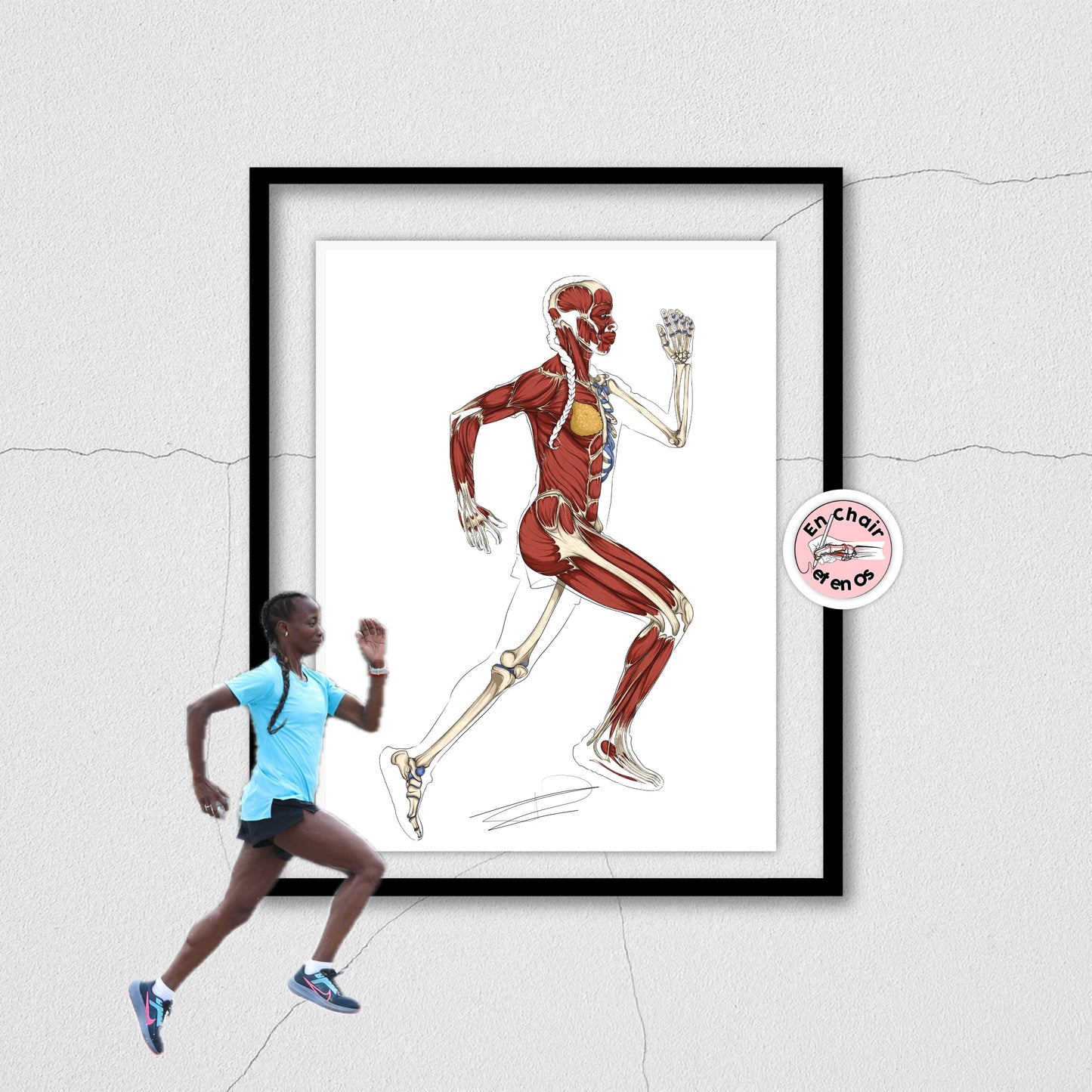 Écorché anatomique de la course à pied - la marathonienne